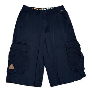 Y2K 2000s Akademiks Black Cotton Relaxed Baggy Cargo Shorts Men's‎ 30